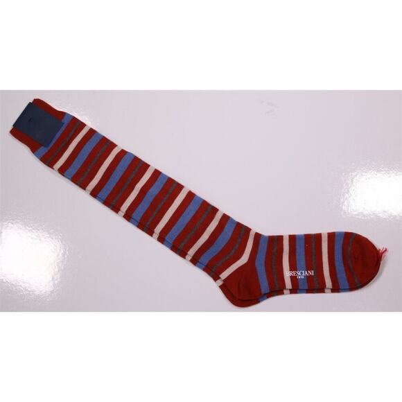 Bresciani Orange/Blue Striped Fall/Winter Wool Long Dress Socks Men's New!